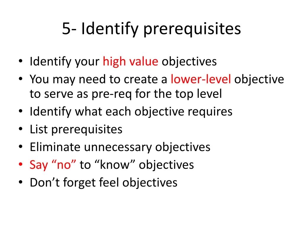 5 identify prerequisites