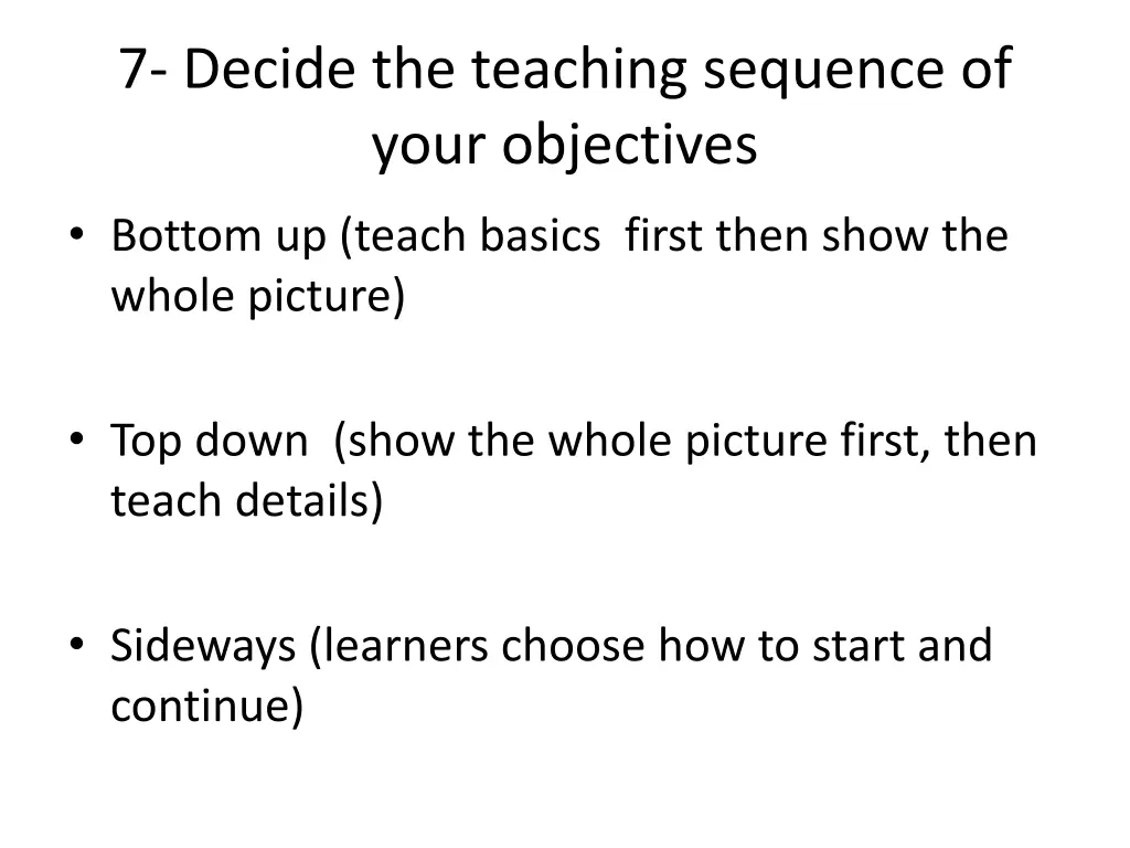 7 decide the teaching sequence of your objectives