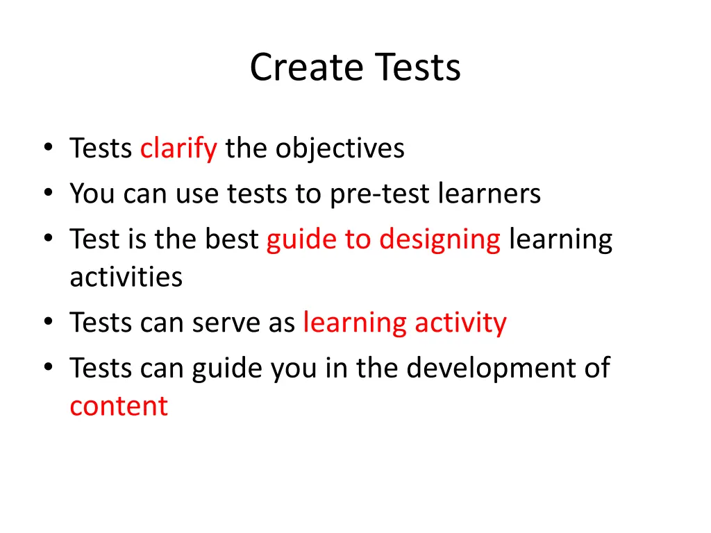 create tests