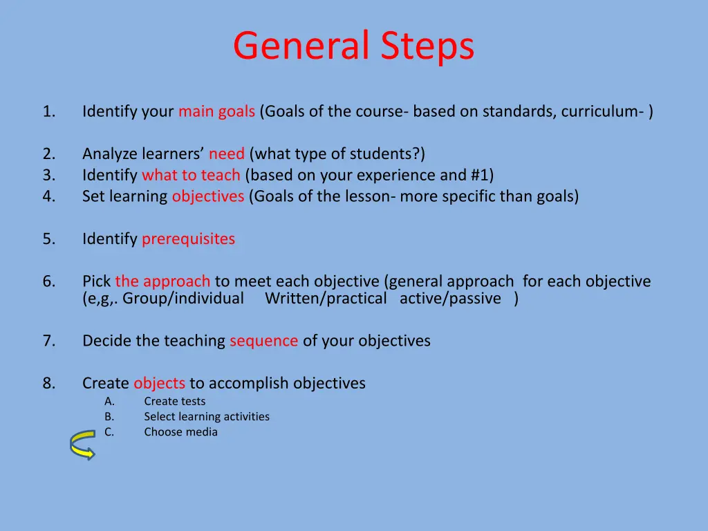 general steps