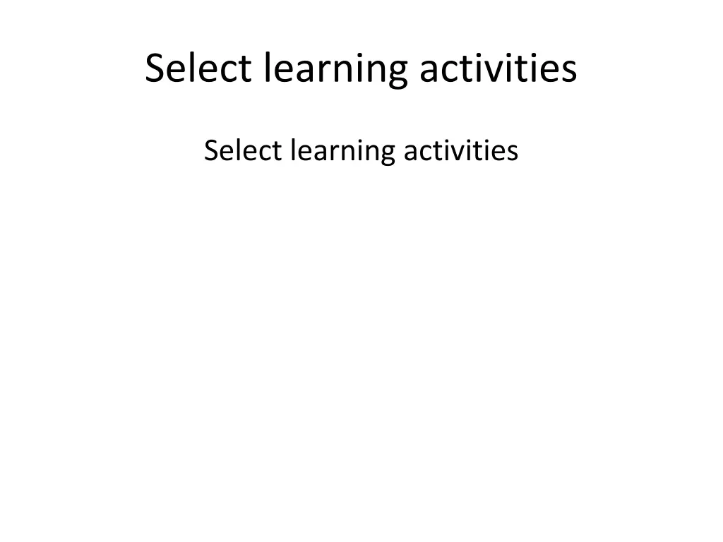 select learning activities