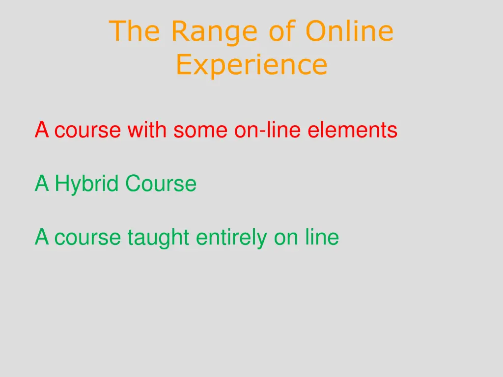 the range of online experience