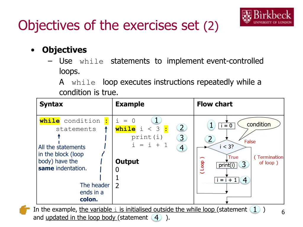 objectives of the exercises set 2