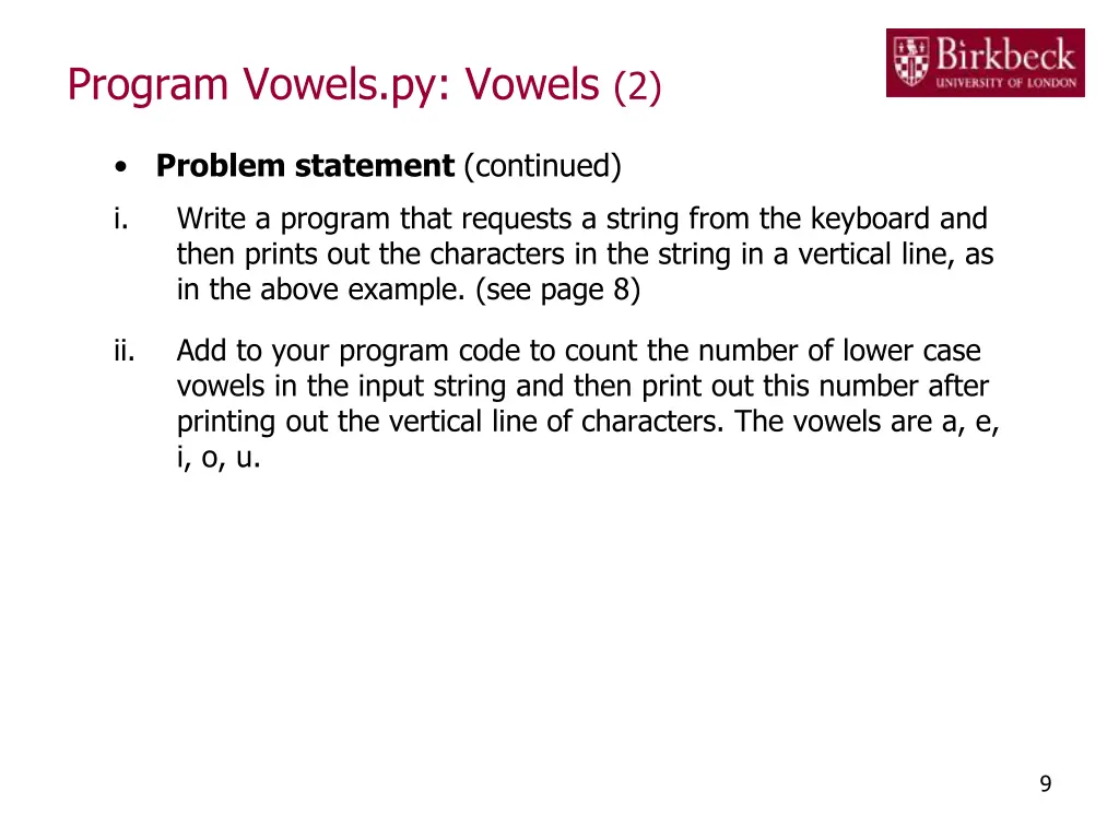 program vowels py vowels 2