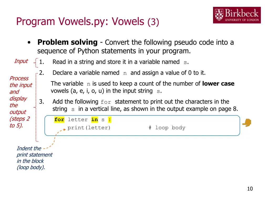 program vowels py vowels 3