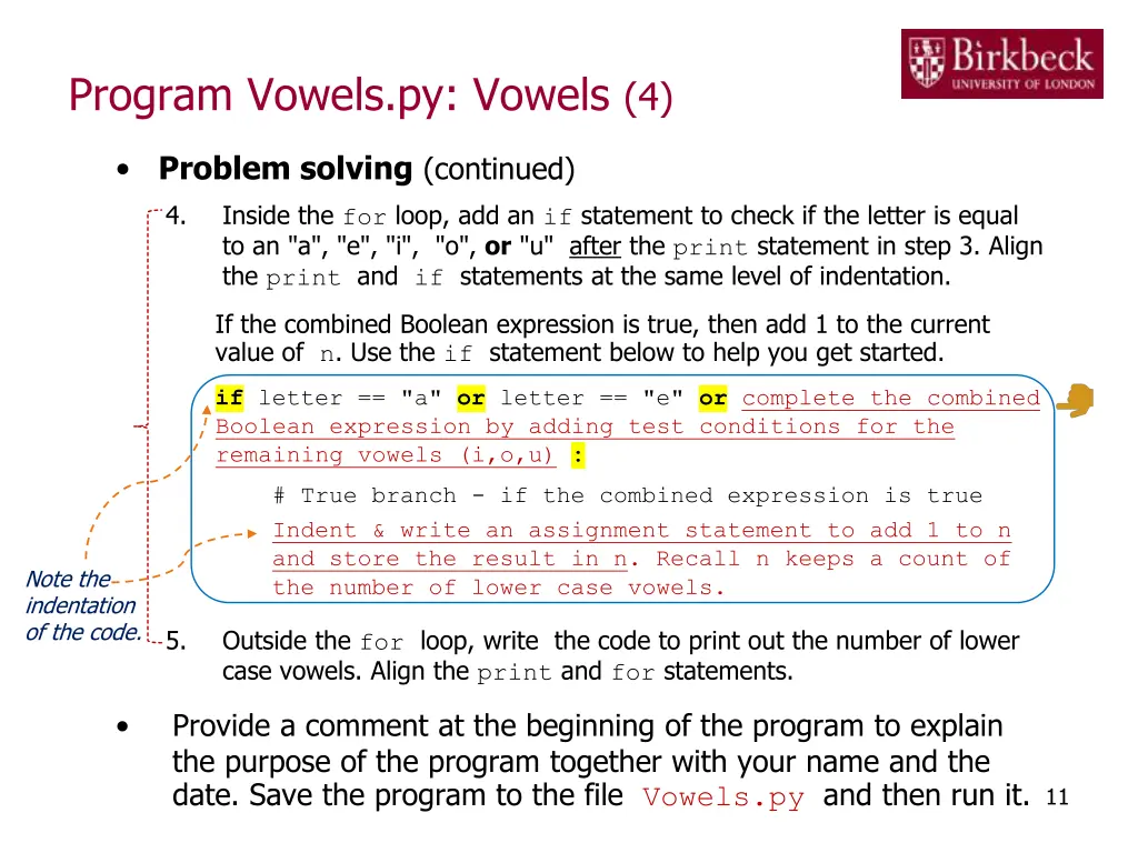 program vowels py vowels 4