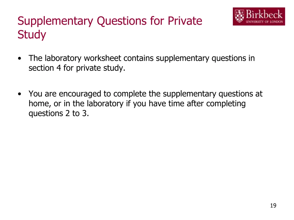 supplementary questions for private study