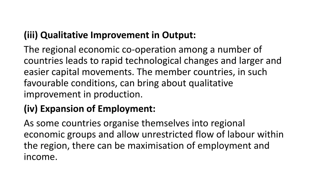 iii qualitative improvement in output