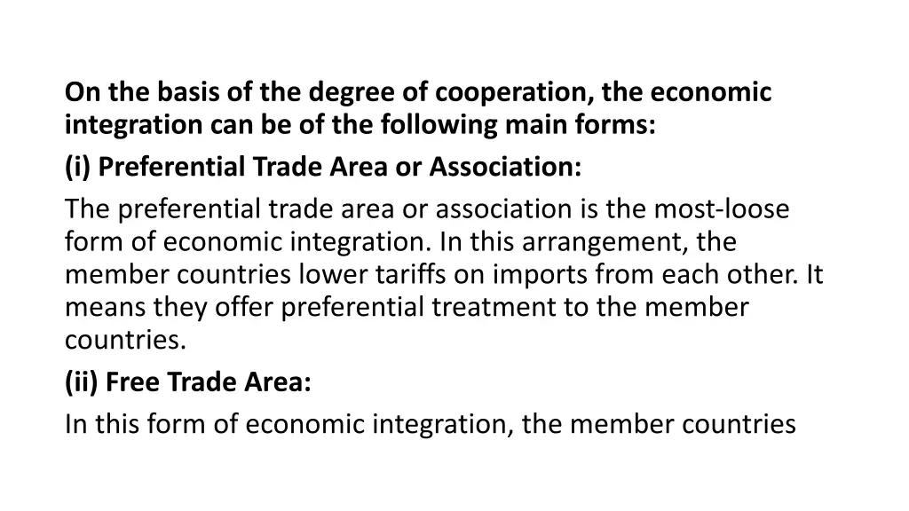 on the basis of the degree of cooperation