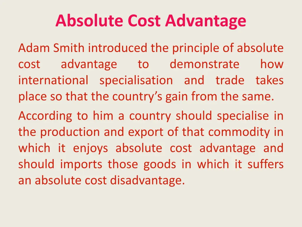 absolute cost advantage