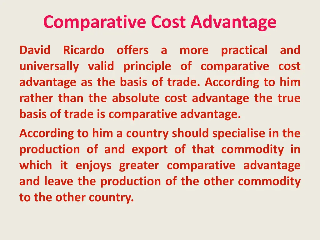 comparative cost advantage