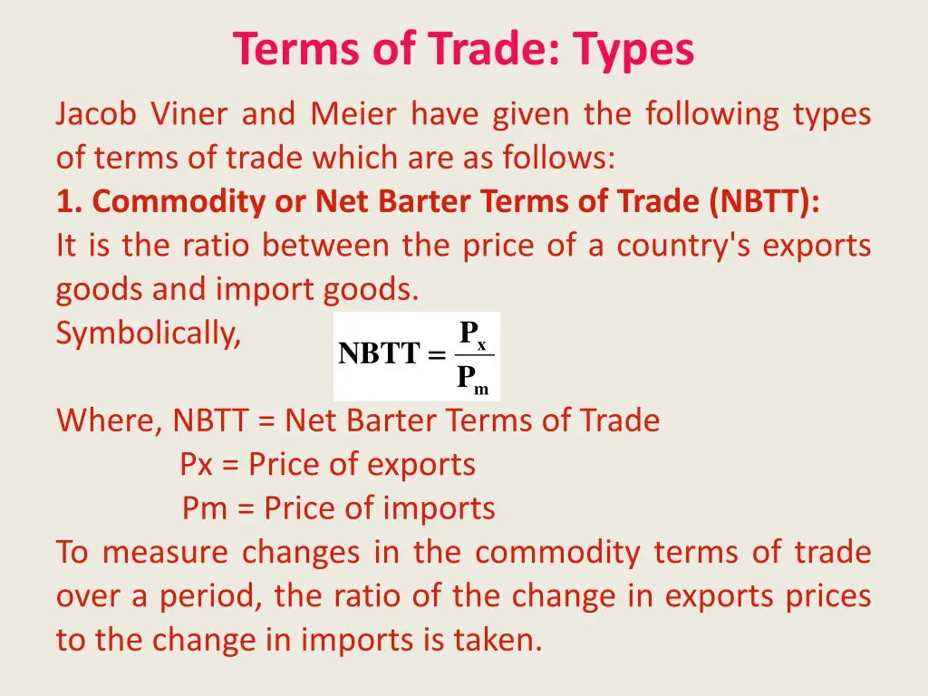 terms of trade types