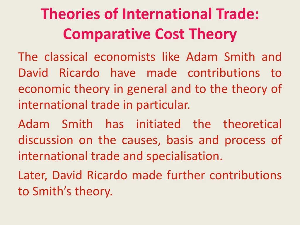 theories of international trade comparative cost