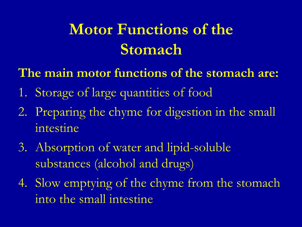 motor functions of the stomach the main motor