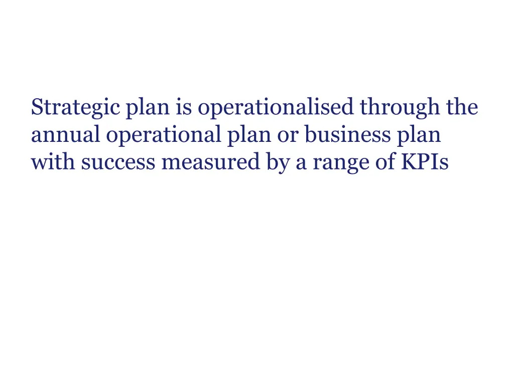 strategic plan is operationalised through