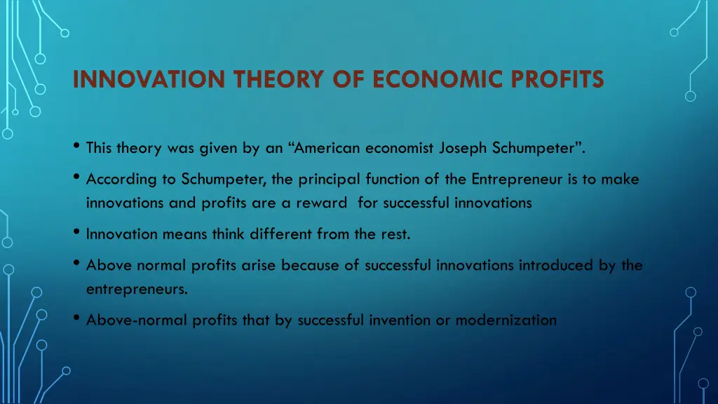 innovation theory of economic profits