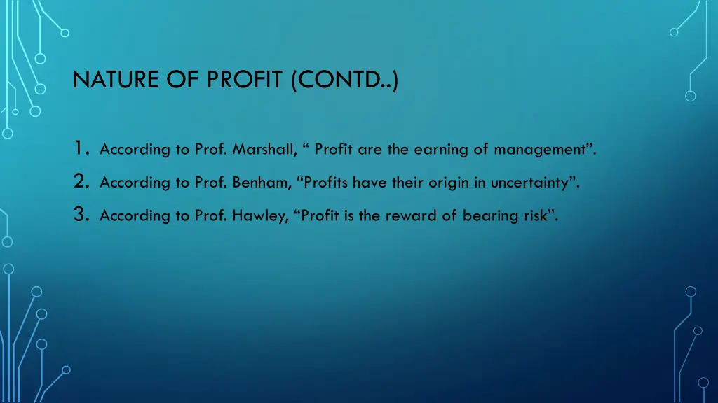 nature of profit contd