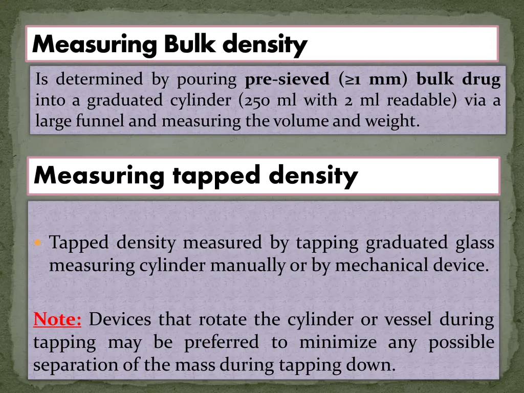 measuring bulk density