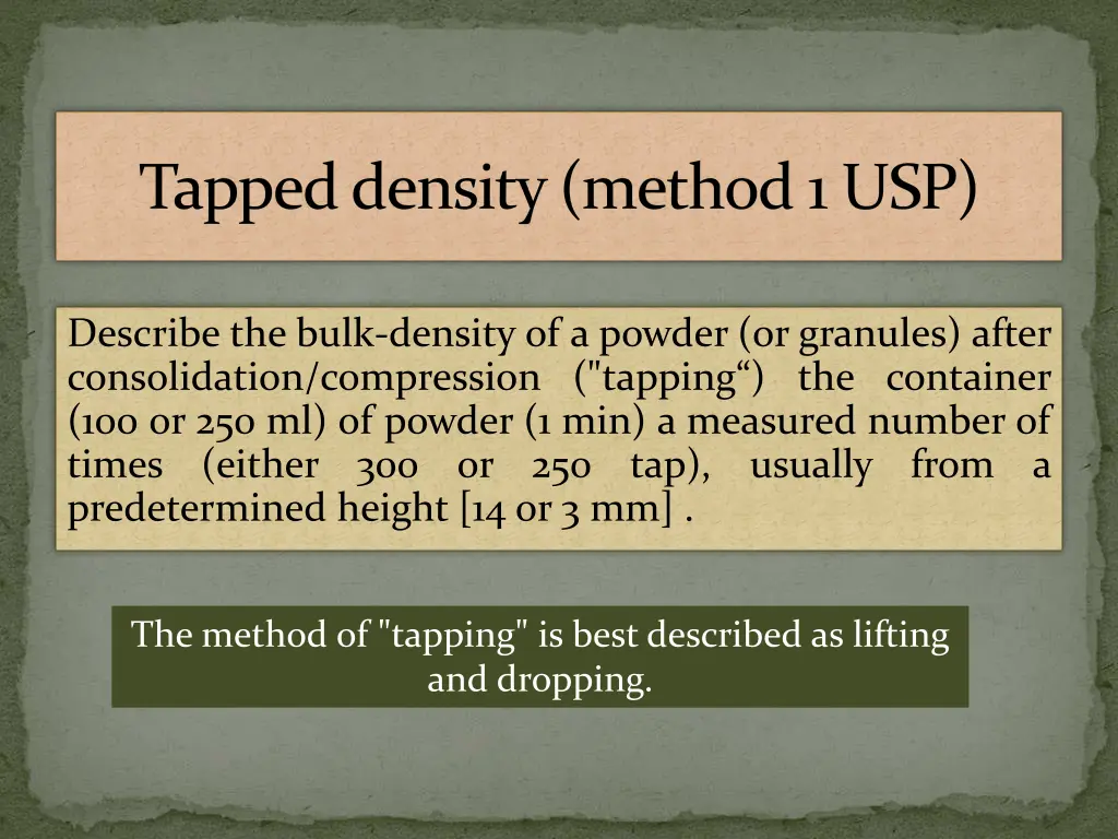 tapped density method 1 usp