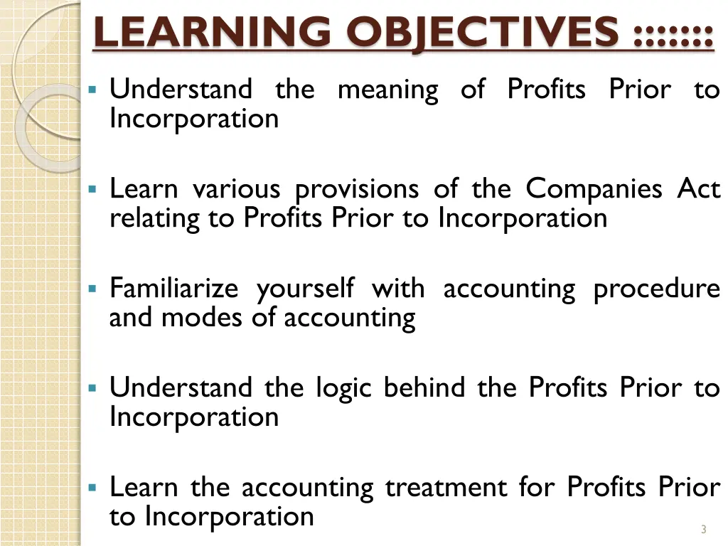 learning objectives