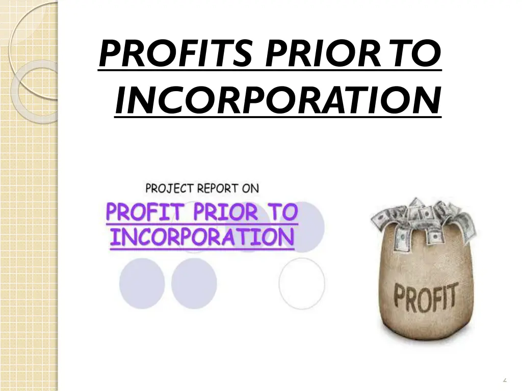 profits prior to incorporation