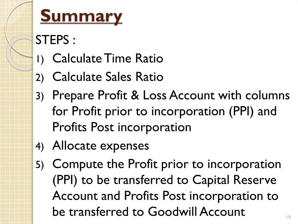 summary steps 1 calculate time ratio 2 calculate