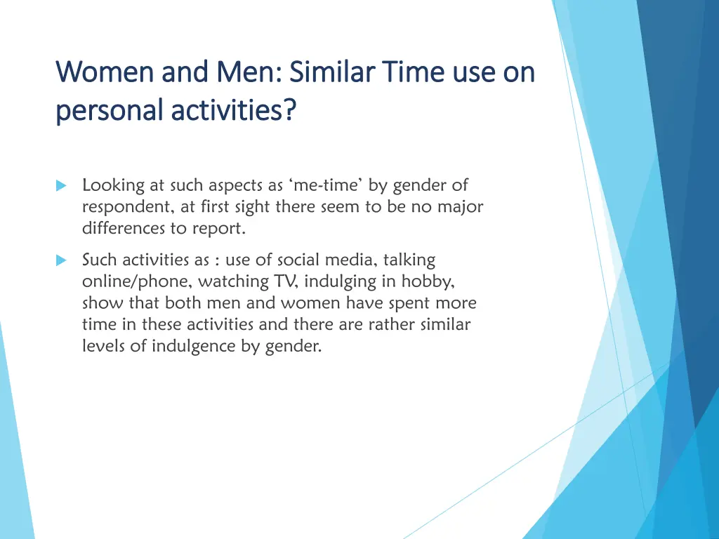 women and men similar time use on women