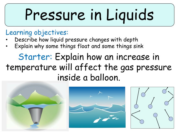 pressure in liquids learning objectives describe