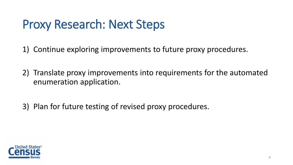 proxy research next steps proxy research next