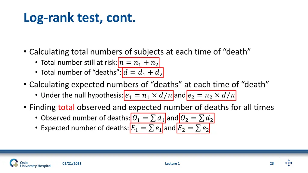 log rank test cont