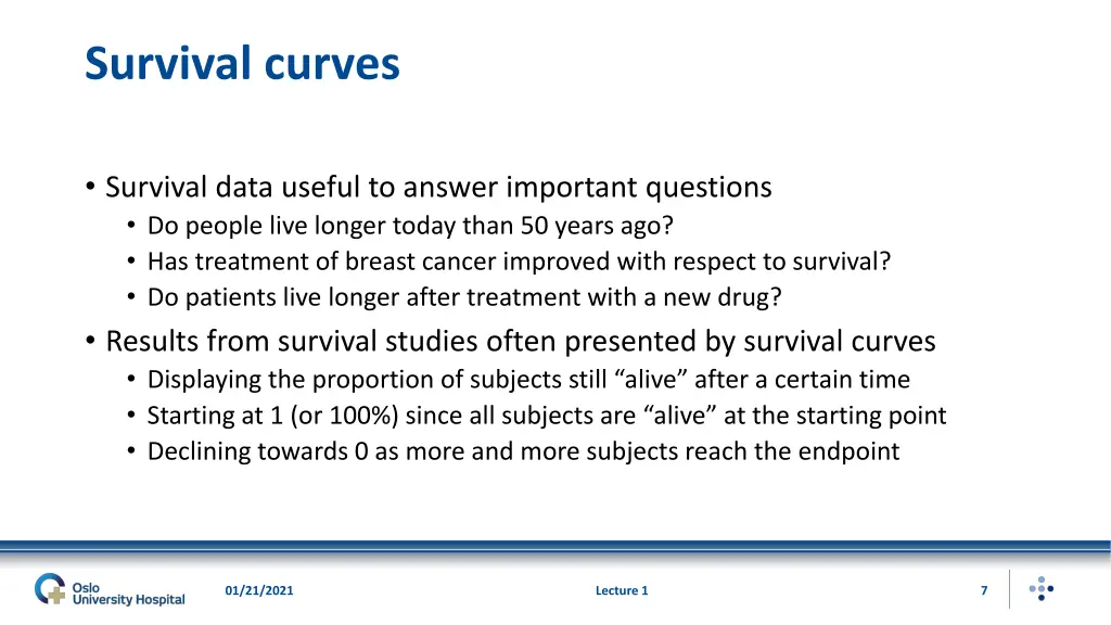 survival curves