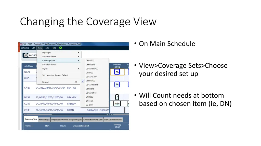 changing the coverage view