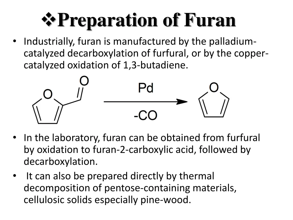 preparation of furan industrially furan