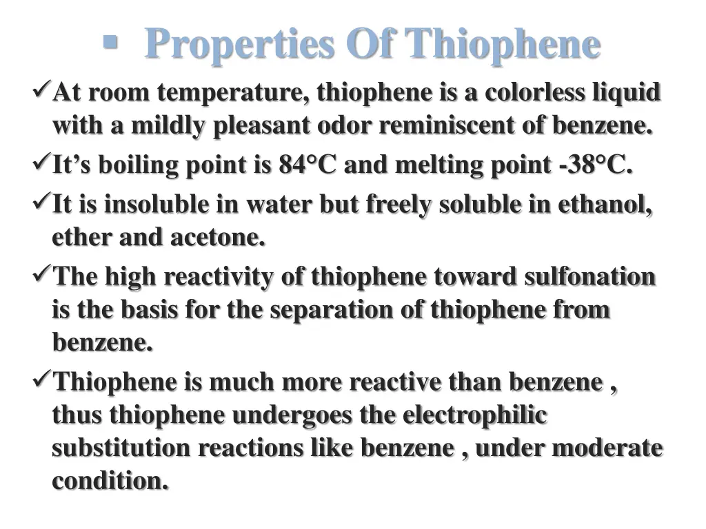 properties of thiophene at room temperature