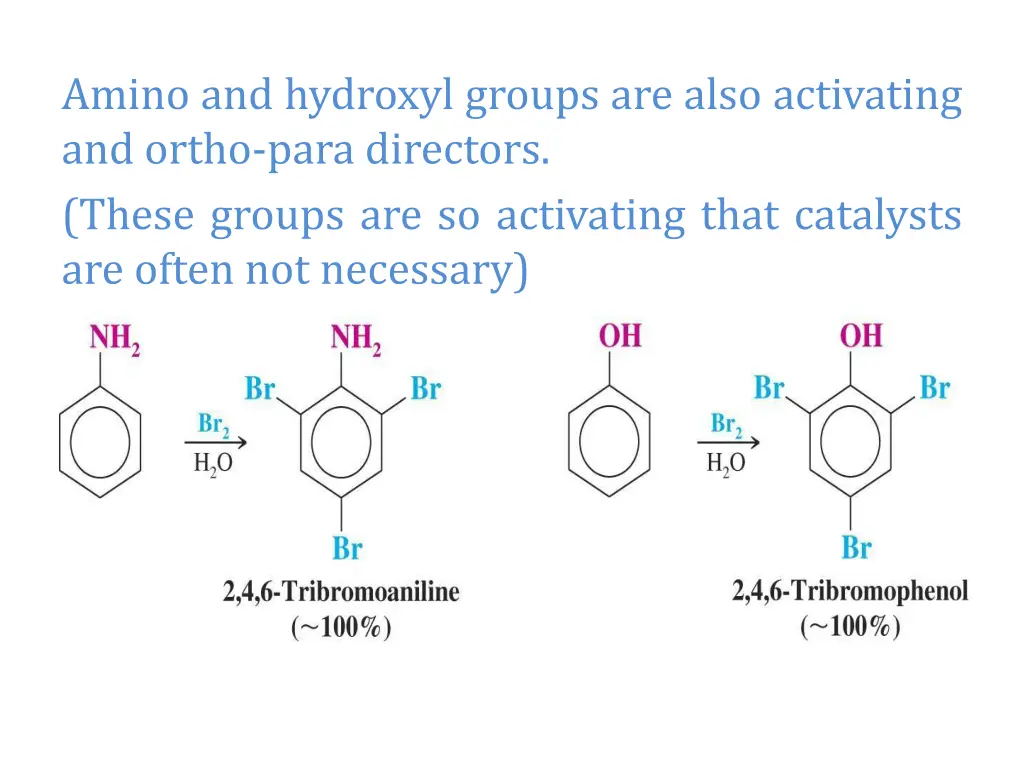 amino and hydroxyl groups are also activating