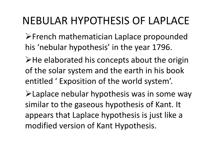 nebular hypothesis of laplace french