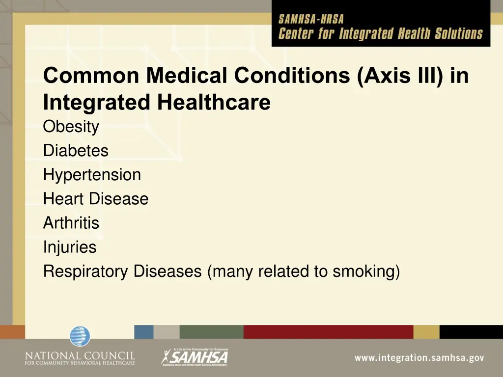 common medical conditions axis iii in integrated