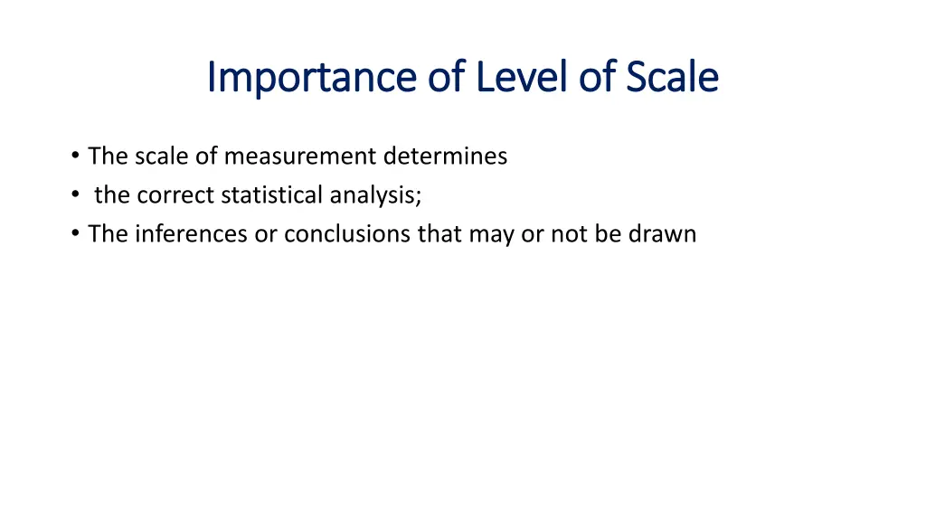 importance of level of scale importance of level