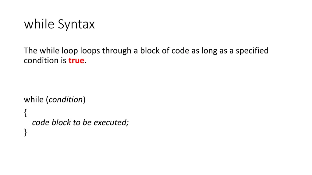 while syntax
