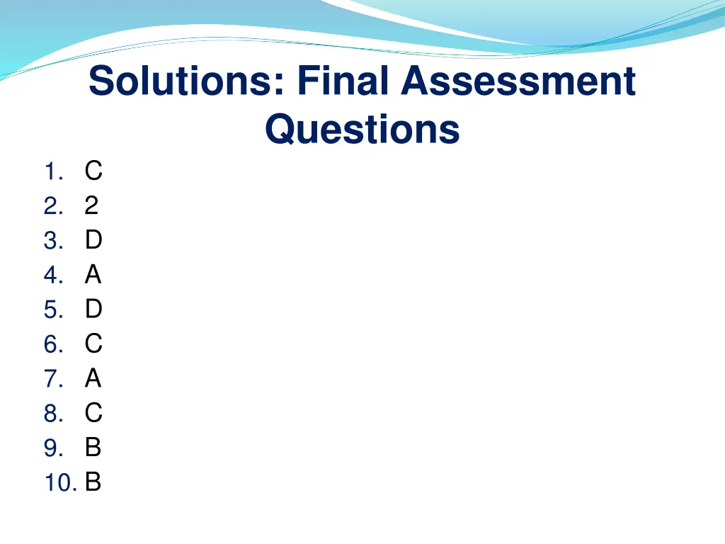 solutions final assessment questions