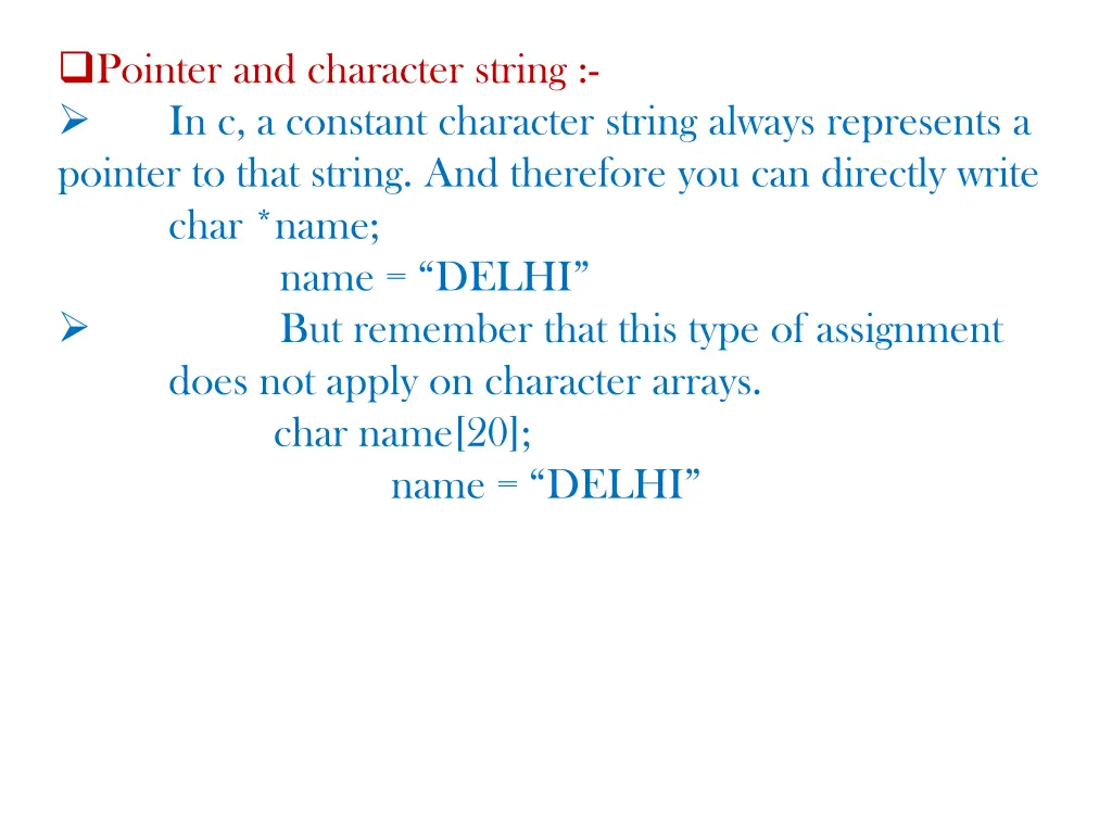 pointer and character string in c a constant