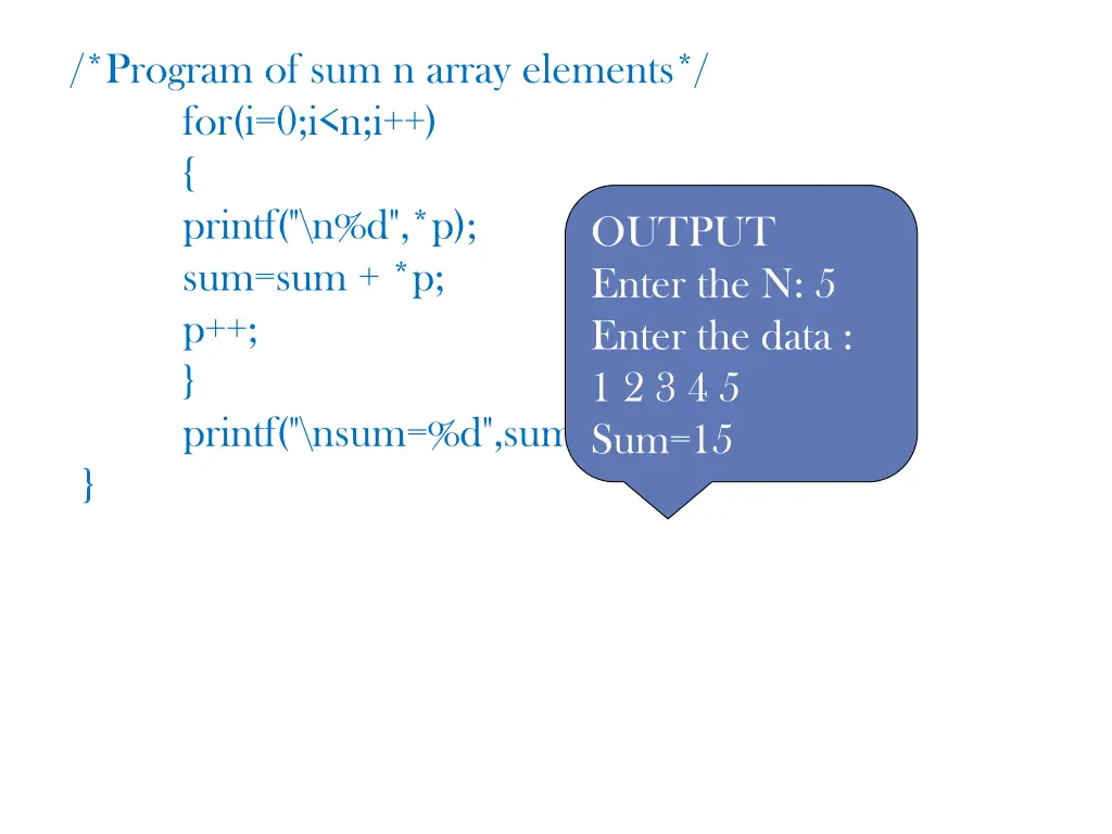 program of sum n array elements