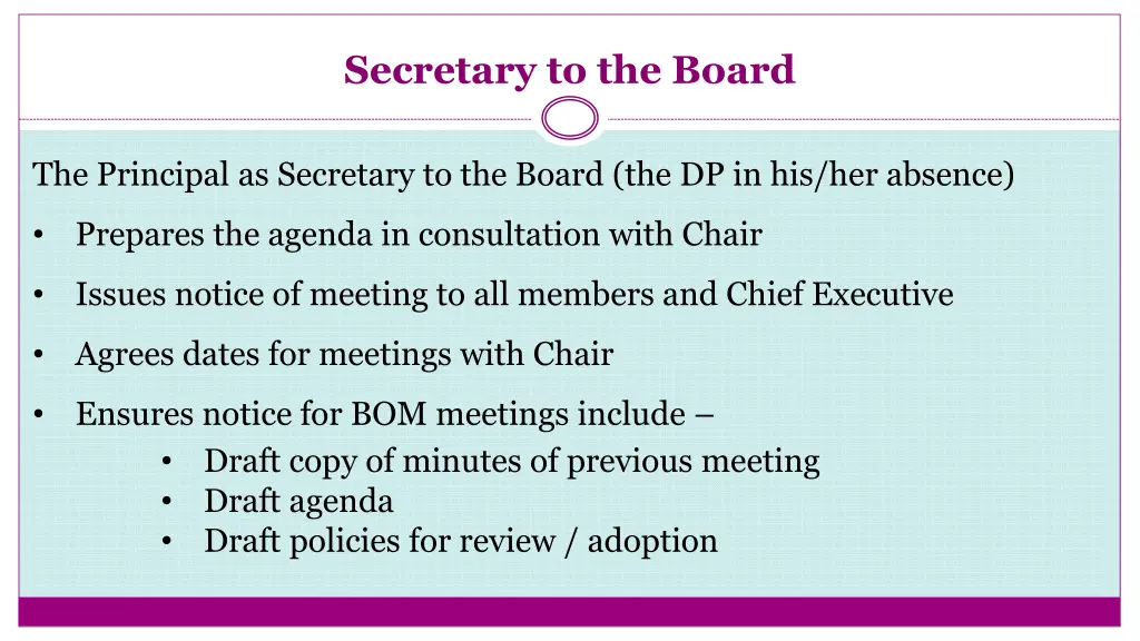 secretary to the board