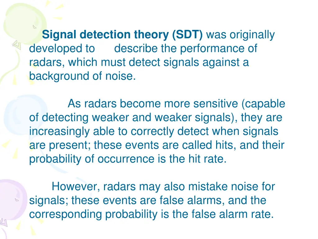 signal detection theory sdt was originally