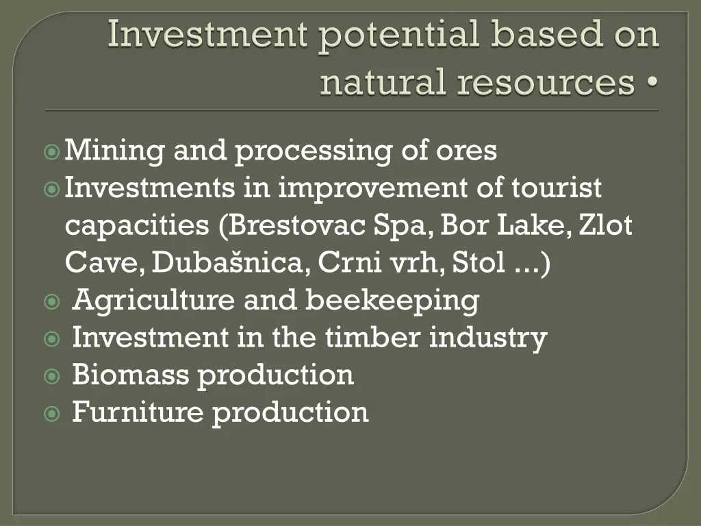 mining and processing of ores investments