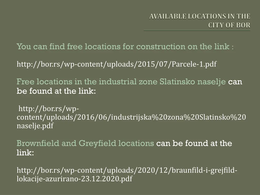 you can find free locations for construction