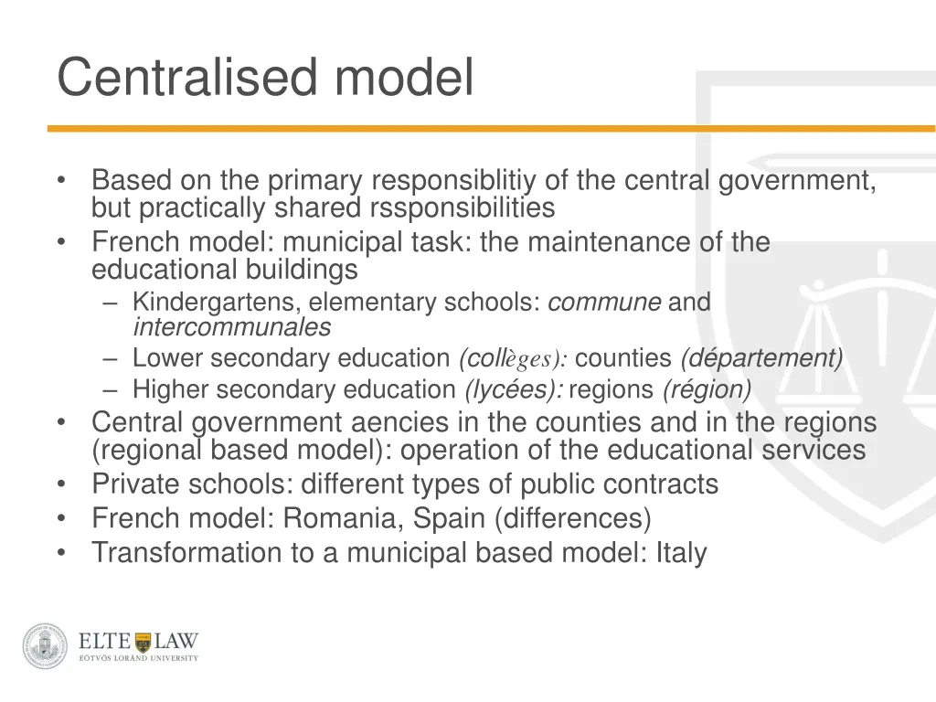 centralised model