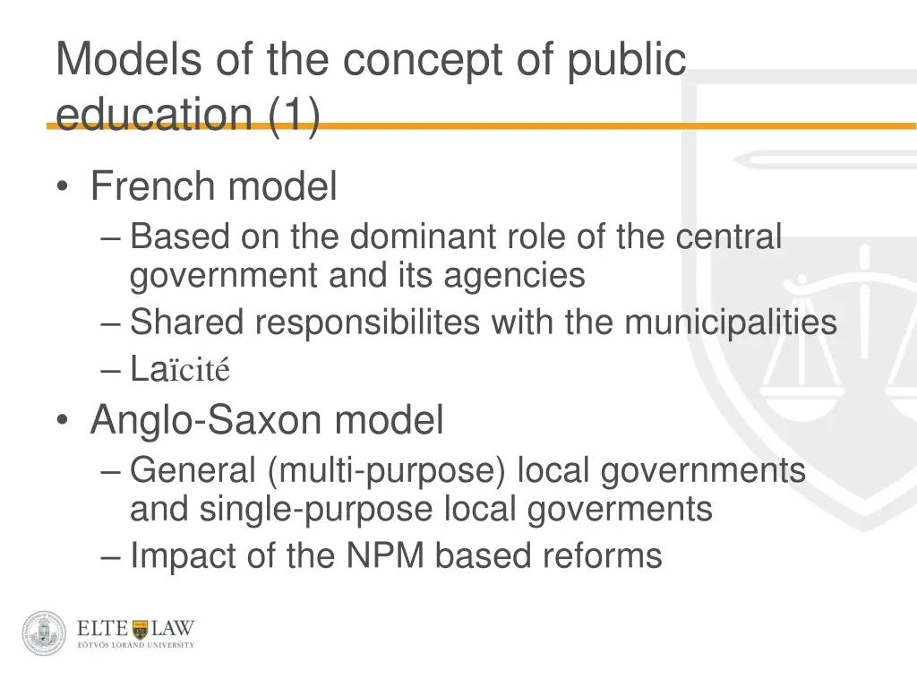 models of the concept of public education 1