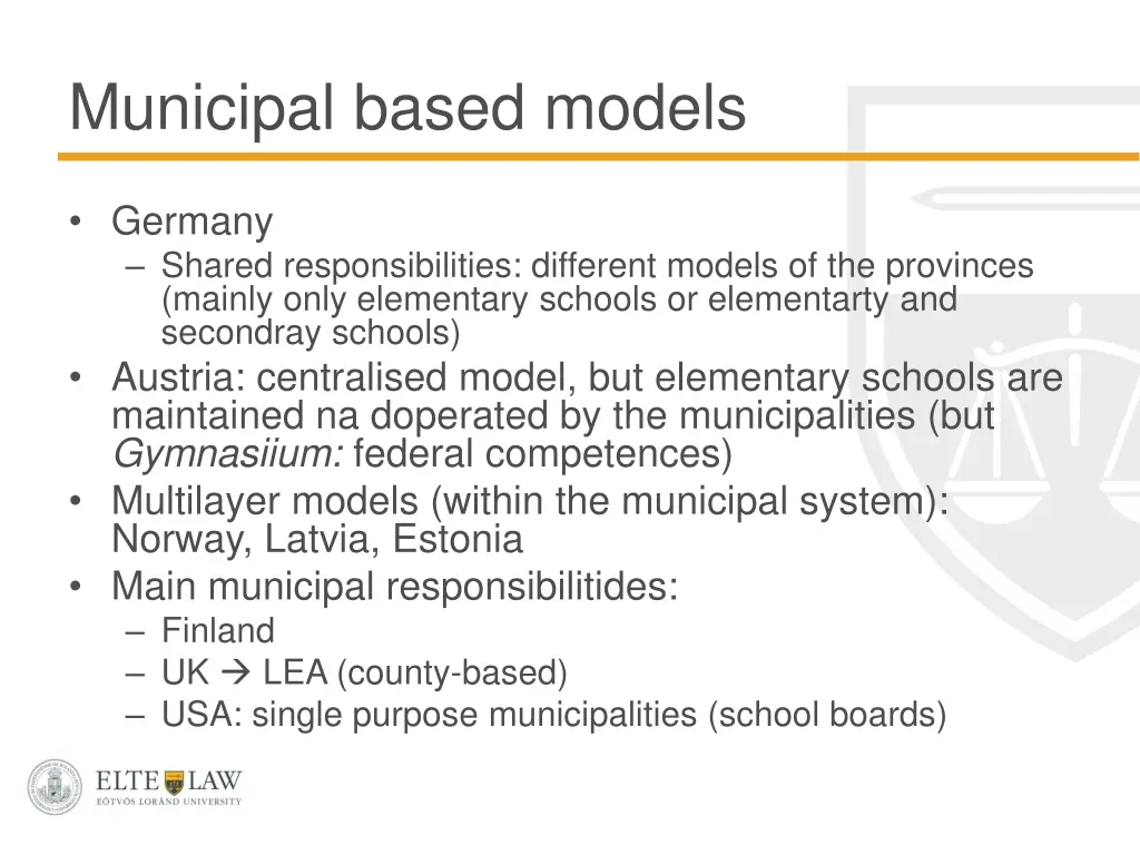 municipal based models