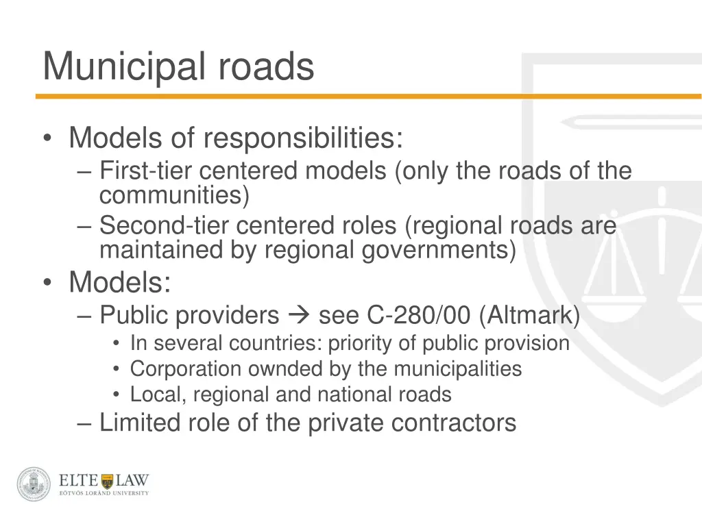 municipal roads